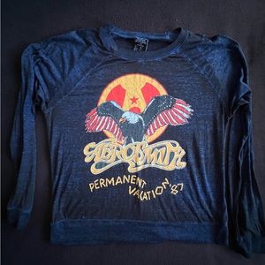 Rare Women’s Aerosmith Rag Doll Permanent Vacation ‘87 L/S Semi Sheer Concert T